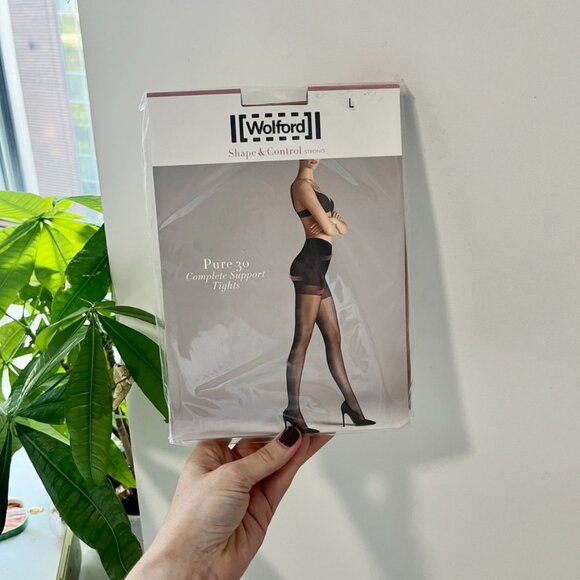 NEW Wolford Shape & Control Black Sheer Tights Size Large - Picture 1 of 4